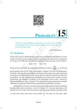 NCERT Book for Class 10 Maths Chapter 15 Probability