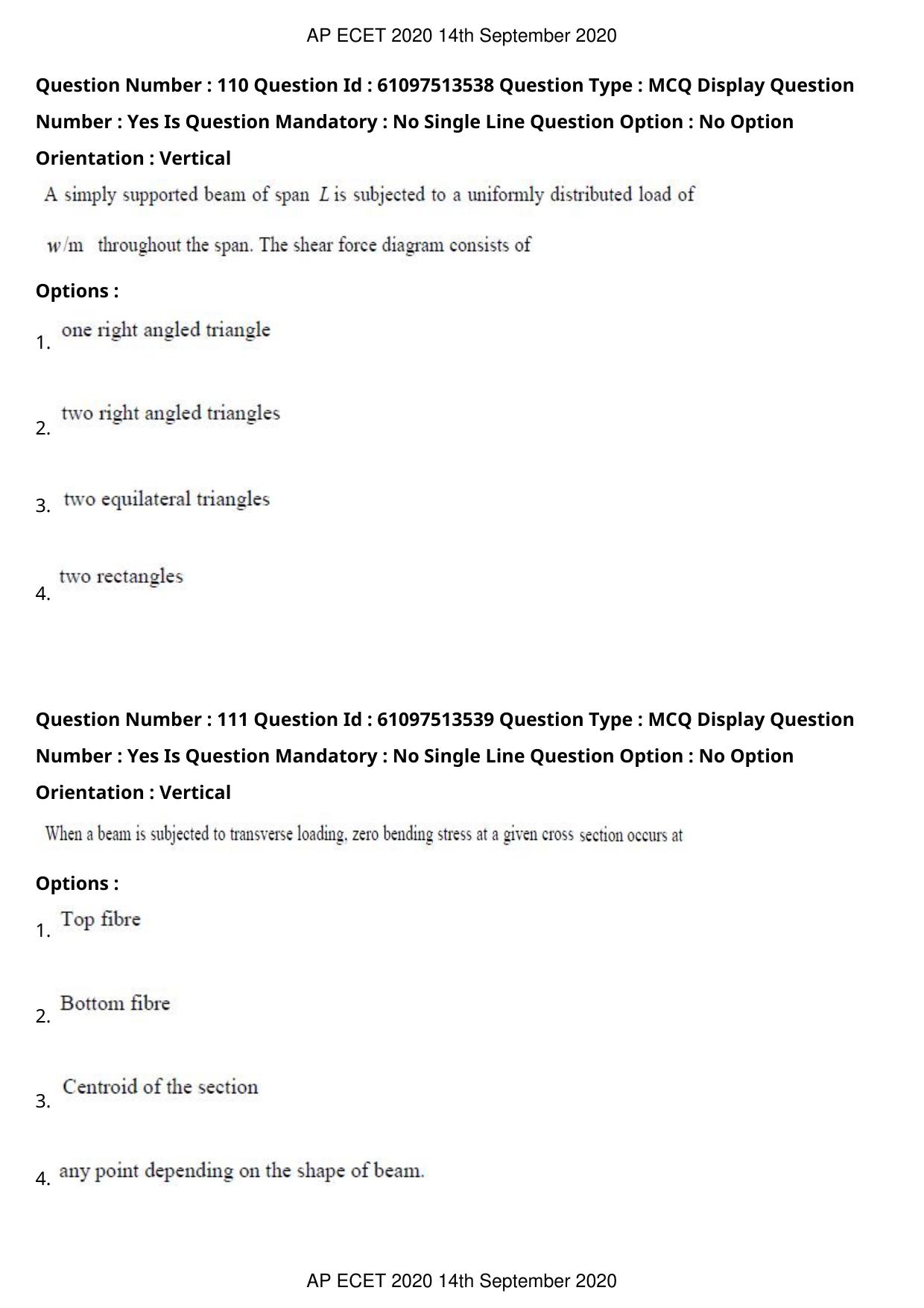 AP ECET 2020 - Civil Engineering (Preview) Question Paper With Preliminary Keys - Page 61