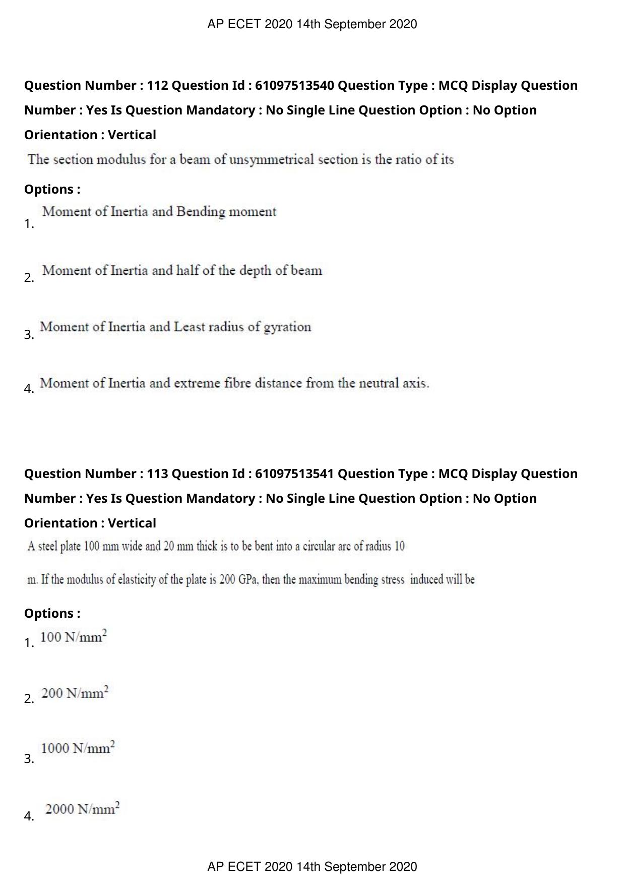 AP ECET 2020 - Civil Engineering (Preview) Question Paper With Preliminary Keys - Page 62