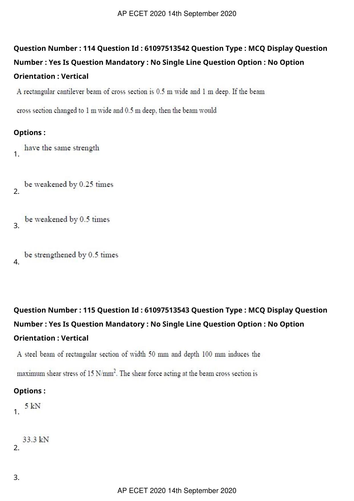 AP ECET 2020 - Civil Engineering (Preview) Question Paper With Preliminary Keys - Page 63