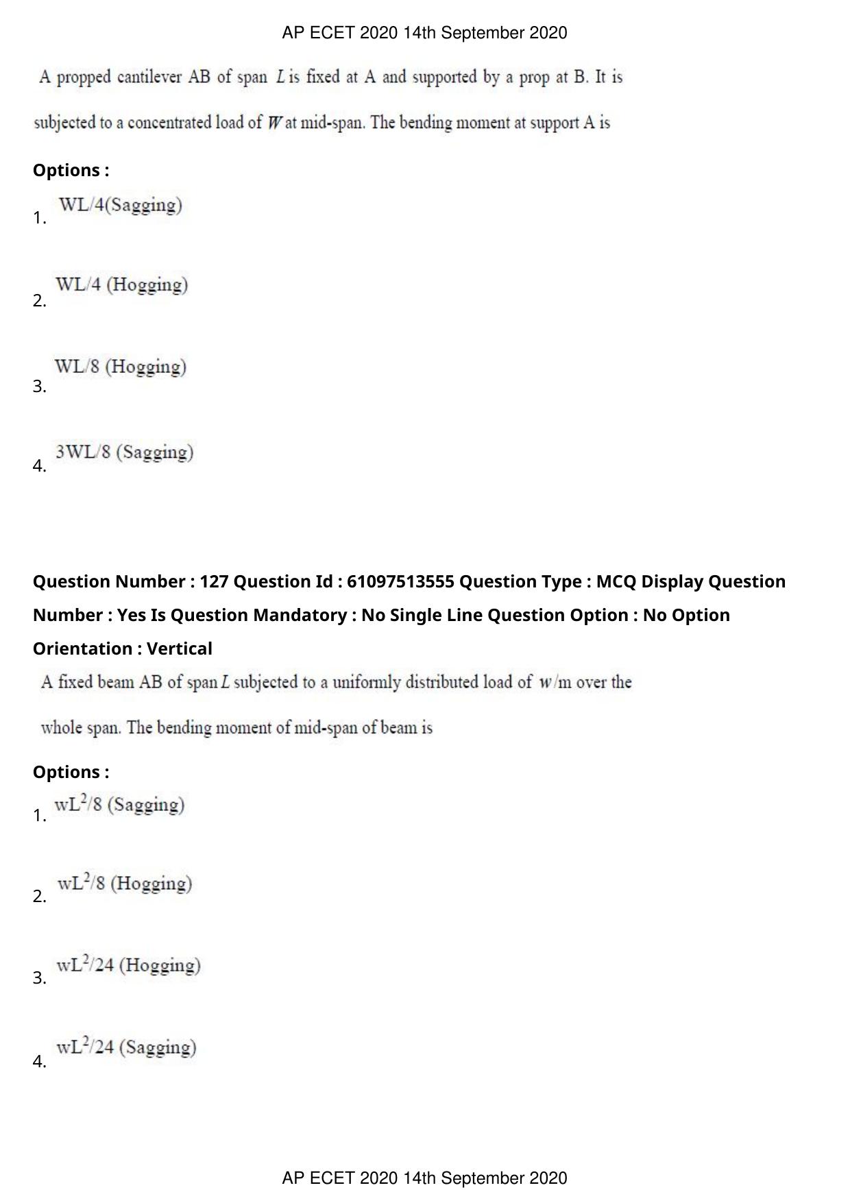 AP ECET 2020 - Civil Engineering (Preview) Question Paper With Preliminary Keys - Page 70