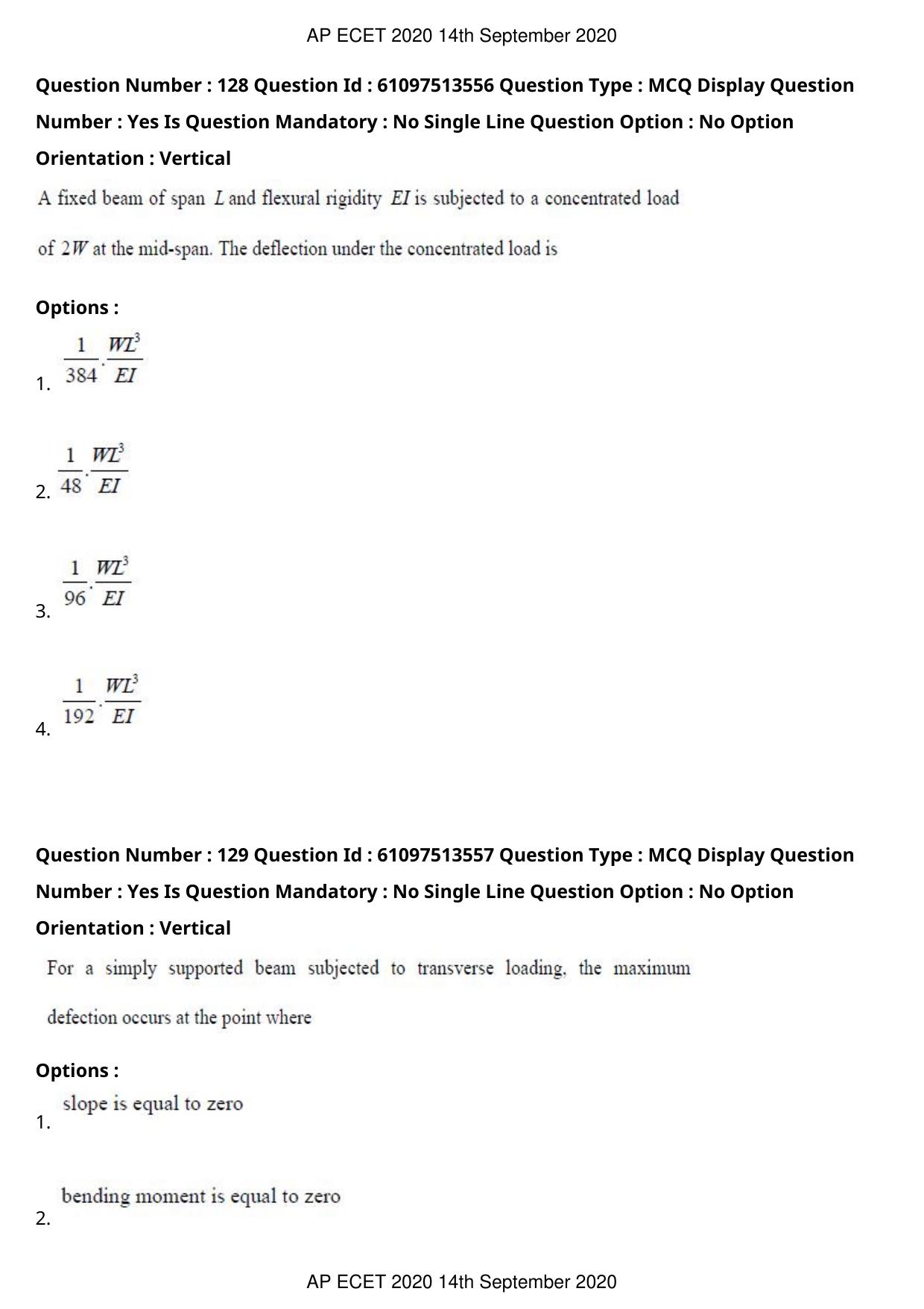 AP ECET 2020 - Civil Engineering (Preview) Question Paper With Preliminary Keys - Page 71