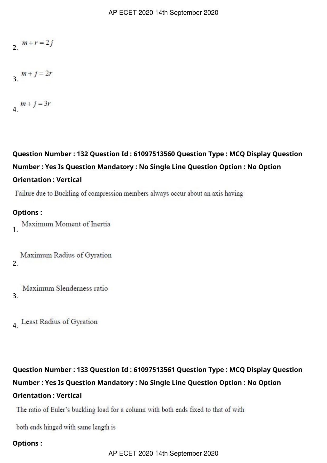 AP ECET 2020 - Civil Engineering (Preview) Question Paper With Preliminary Keys - Page 73