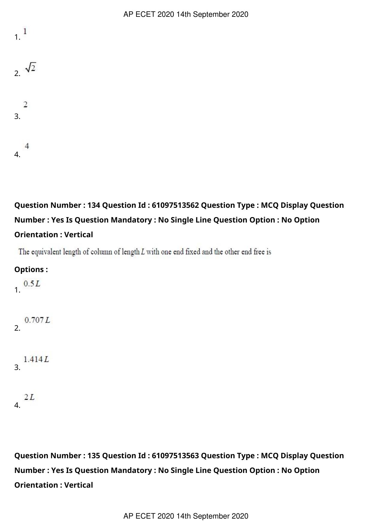 AP ECET 2020 - Civil Engineering (Preview) Question Paper With Preliminary Keys - Page 74