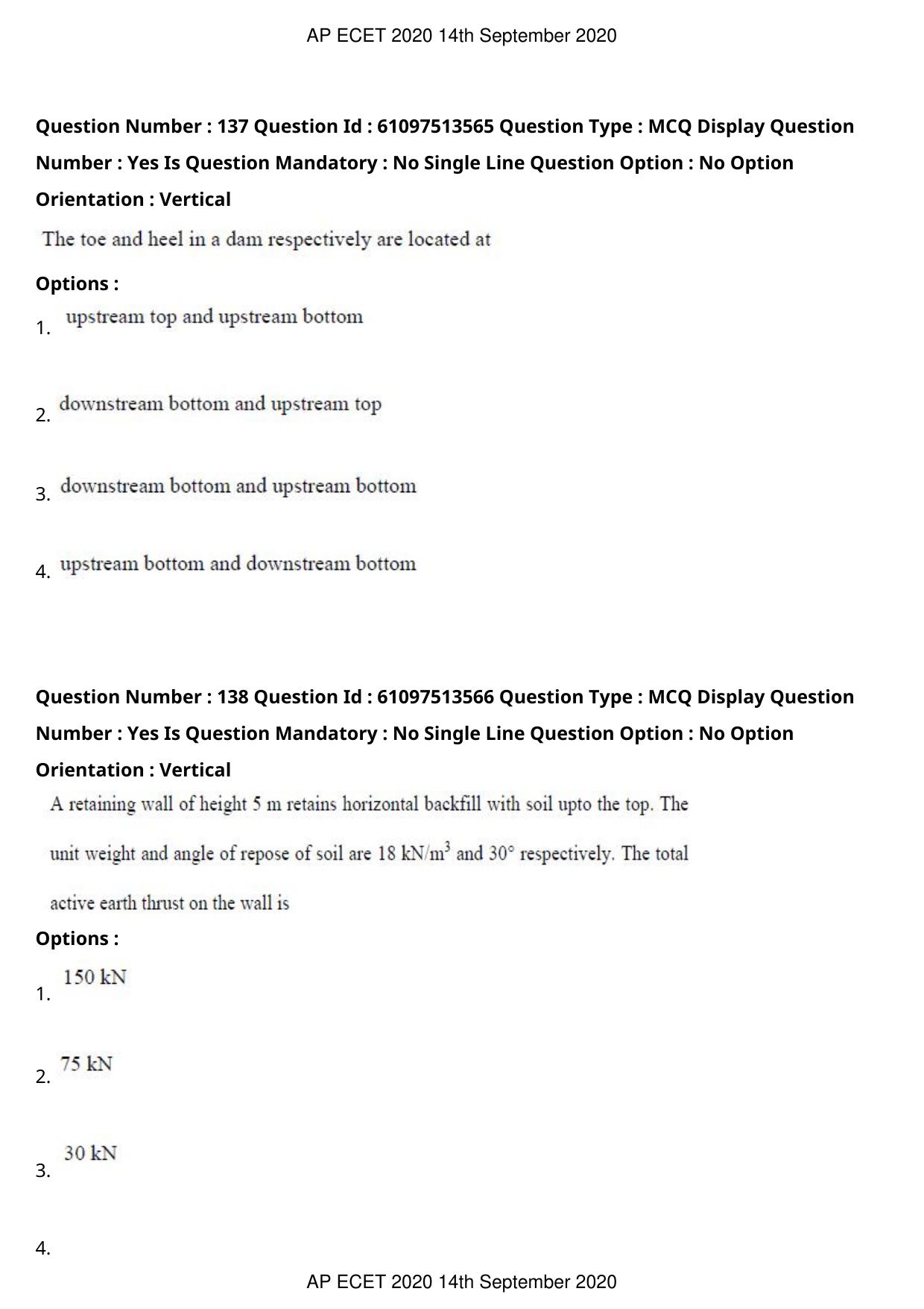 AP ECET 2020 - Civil Engineering (Preview) Question Paper With Preliminary Keys - Page 76