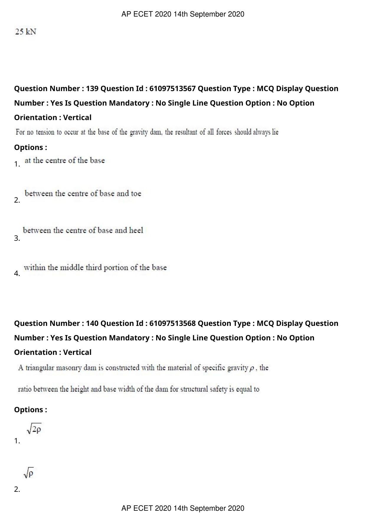 AP ECET 2020 - Civil Engineering (Preview) Question Paper With Preliminary Keys - Page 77
