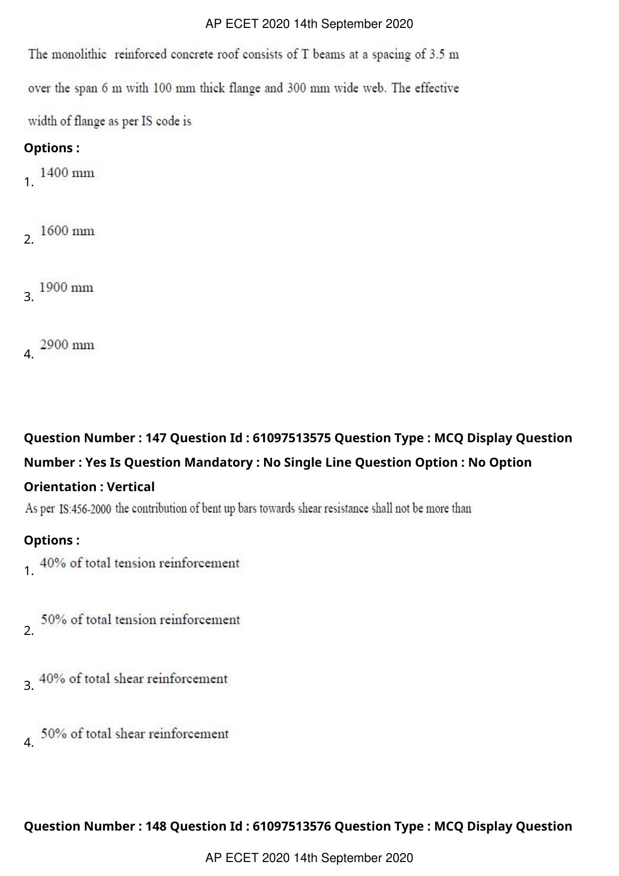 AP ECET 2020 - Civil Engineering (Preview) Question Paper With Preliminary Keys - Page 81