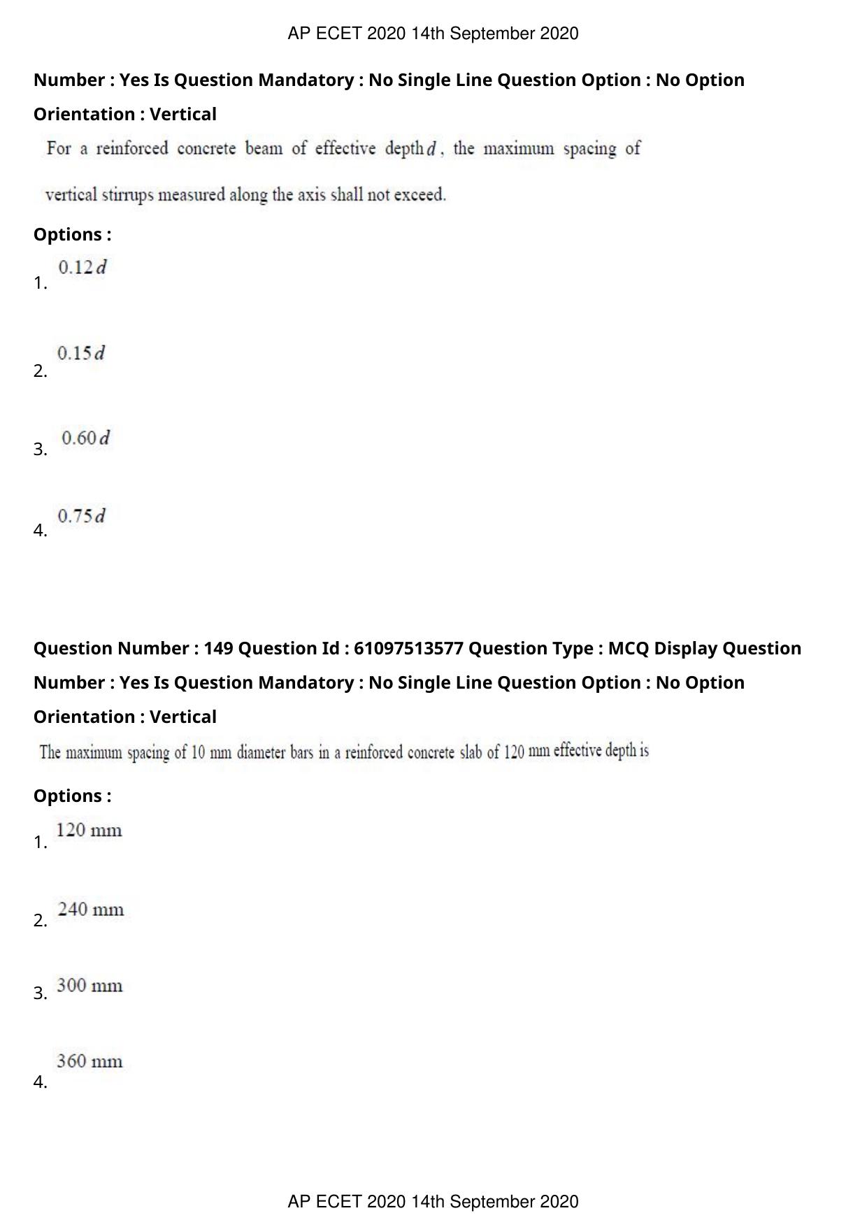 AP ECET 2020 - Civil Engineering (Preview) Question Paper With Preliminary Keys - Page 82