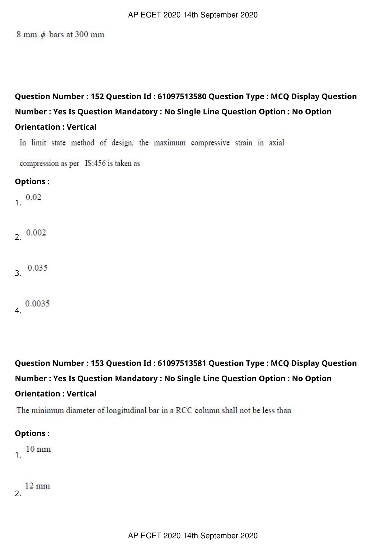 AP ECET 2020 - Civil Engineering (Preview) Question Paper With Preliminary Keys - Page 84