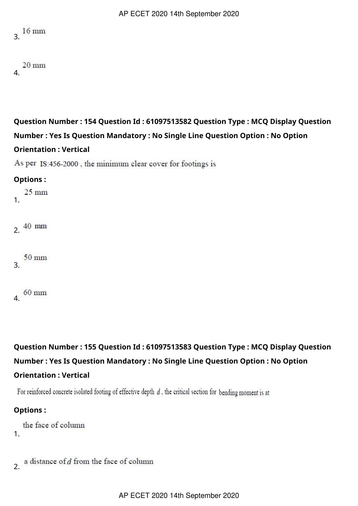 AP ECET 2020 - Civil Engineering (Preview) Question Paper With Preliminary Keys - Page 85