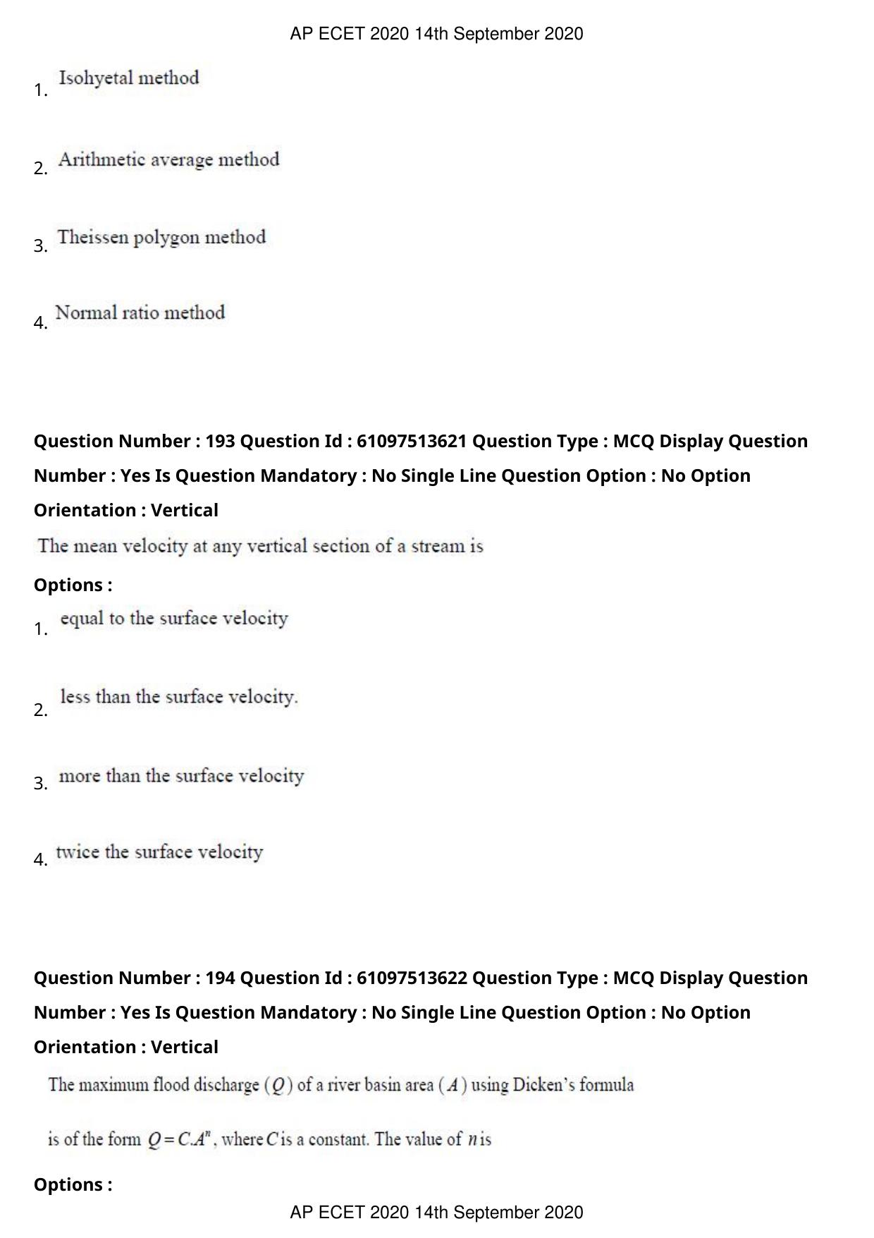 AP ECET 2020 - Civil Engineering (Preview) Question Paper With Preliminary Keys - Page 105