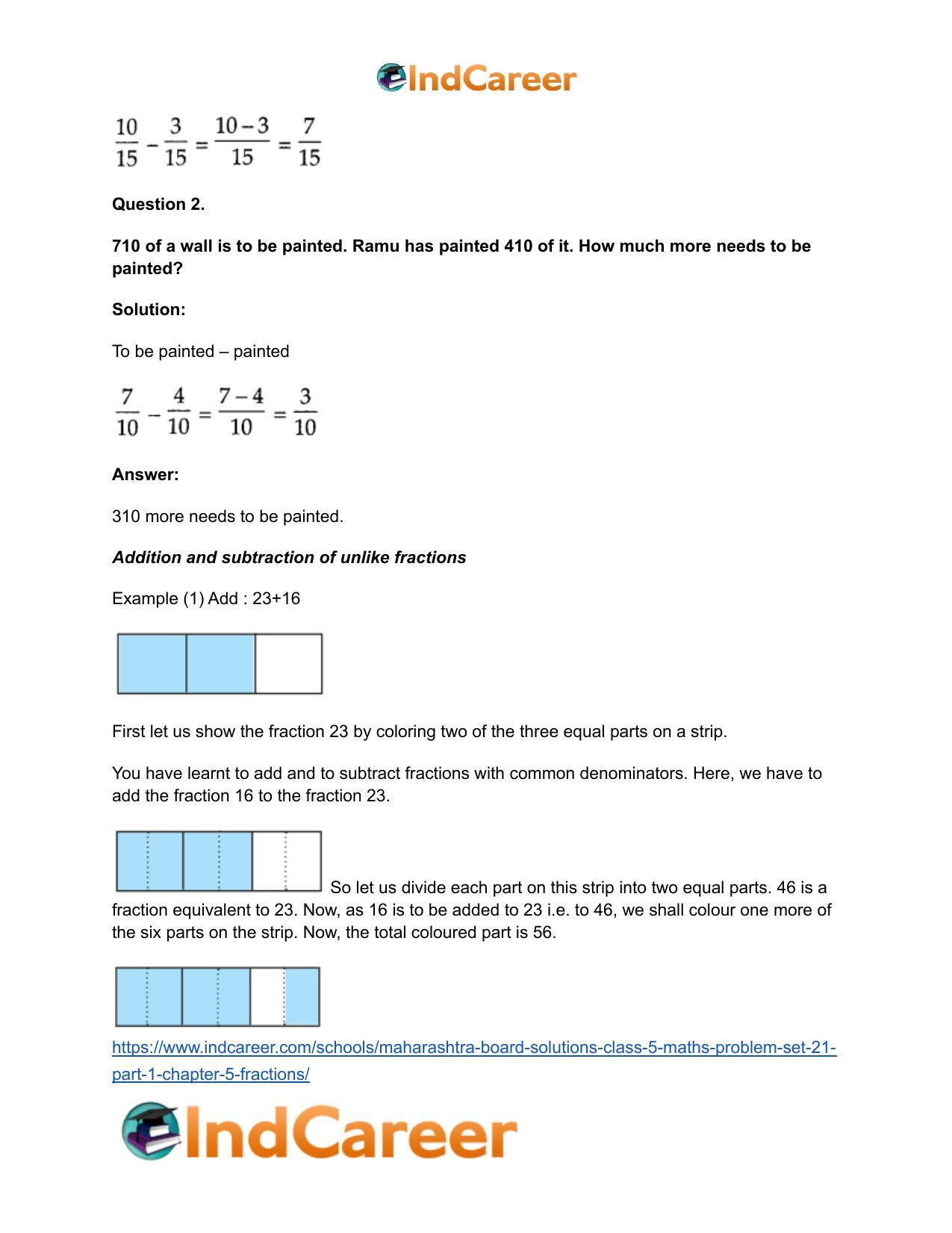 Maharashtra Board Solutions Class 5-Maths (Problem Set 21) - Part 1: Chapter 5- Fractions - Page 4