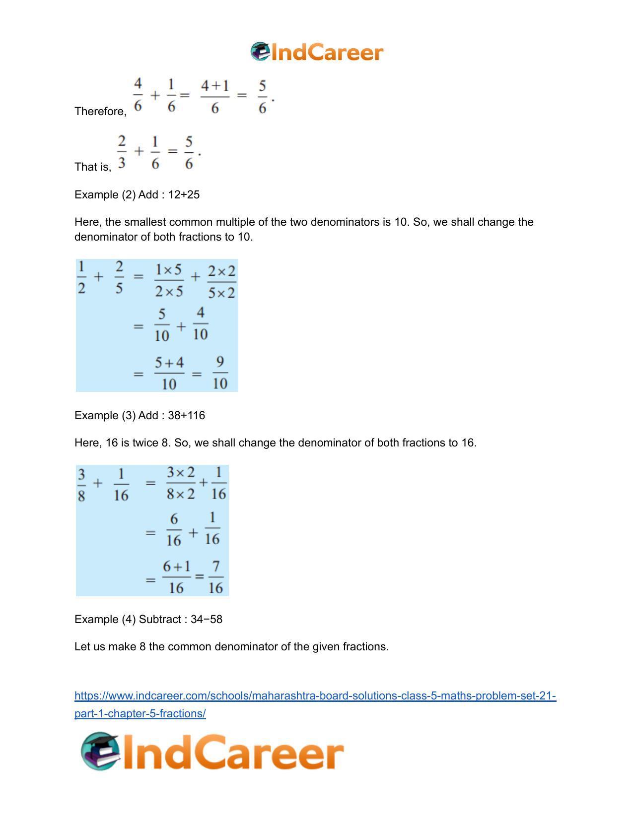 Maharashtra Board Solutions Class 5-Maths (Problem Set 21) - Part 1: Chapter 5- Fractions - Page 5