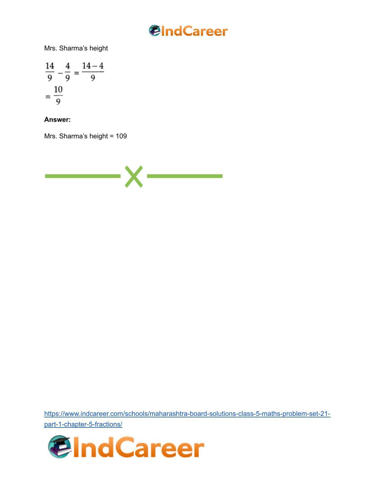 Maharashtra Board Solutions Class 5-Maths (Problem Set 21) - Part 1: Chapter 5- Fractions - Page 8