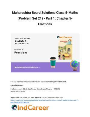 Maharashtra Board Solutions Class 5-Maths (Problem Set 21) - Part 1: Chapter 5- Fractions