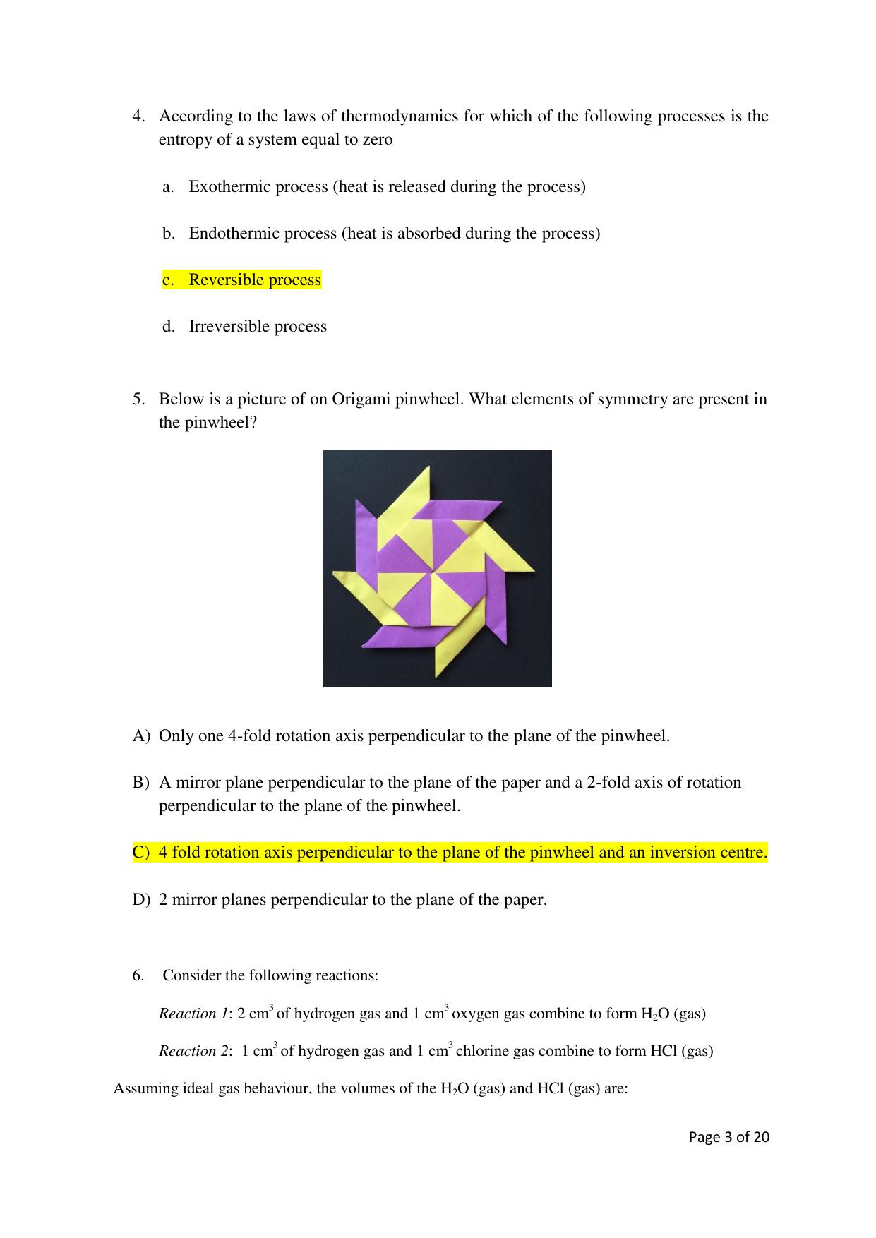 TIFR GS 2019 Chemistry Question Paper - Page 3