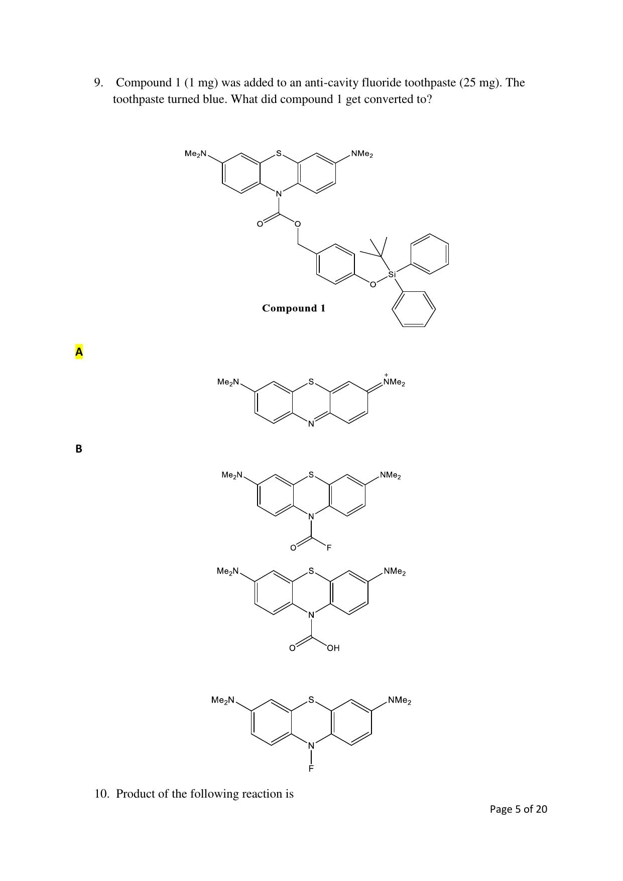 TIFR GS 2019 Chemistry Question Paper - Page 5