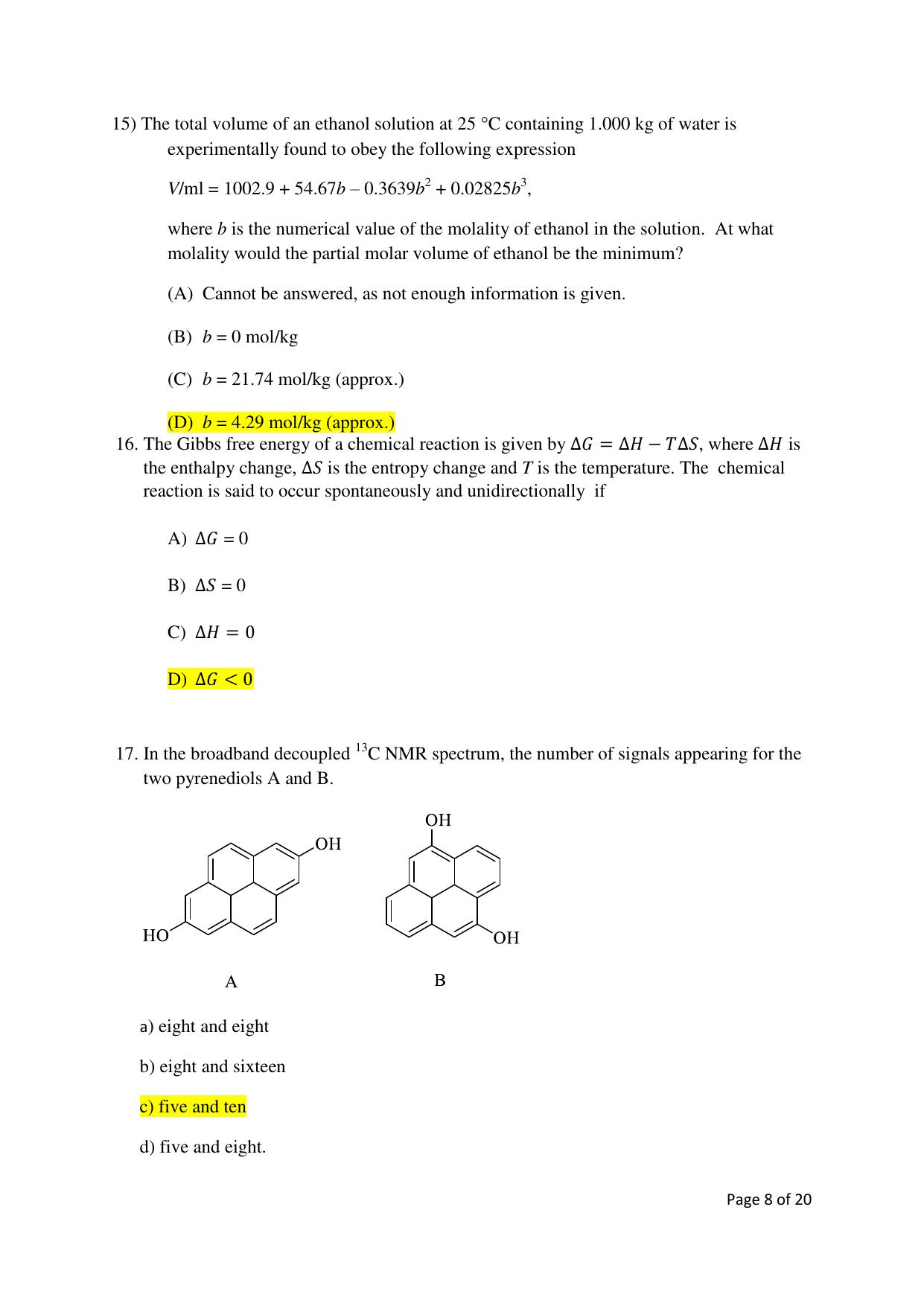 TIFR GS 2019 Chemistry Question Paper - Page 8