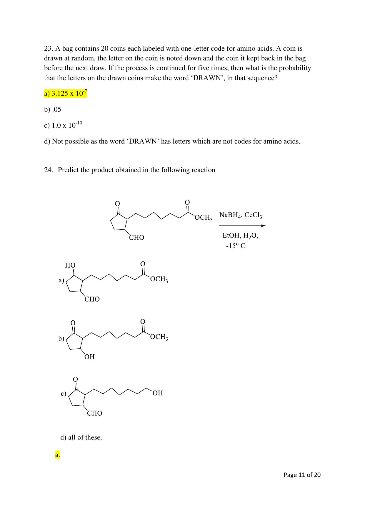 TIFR GS 2019 Chemistry Question Paper - Page 11