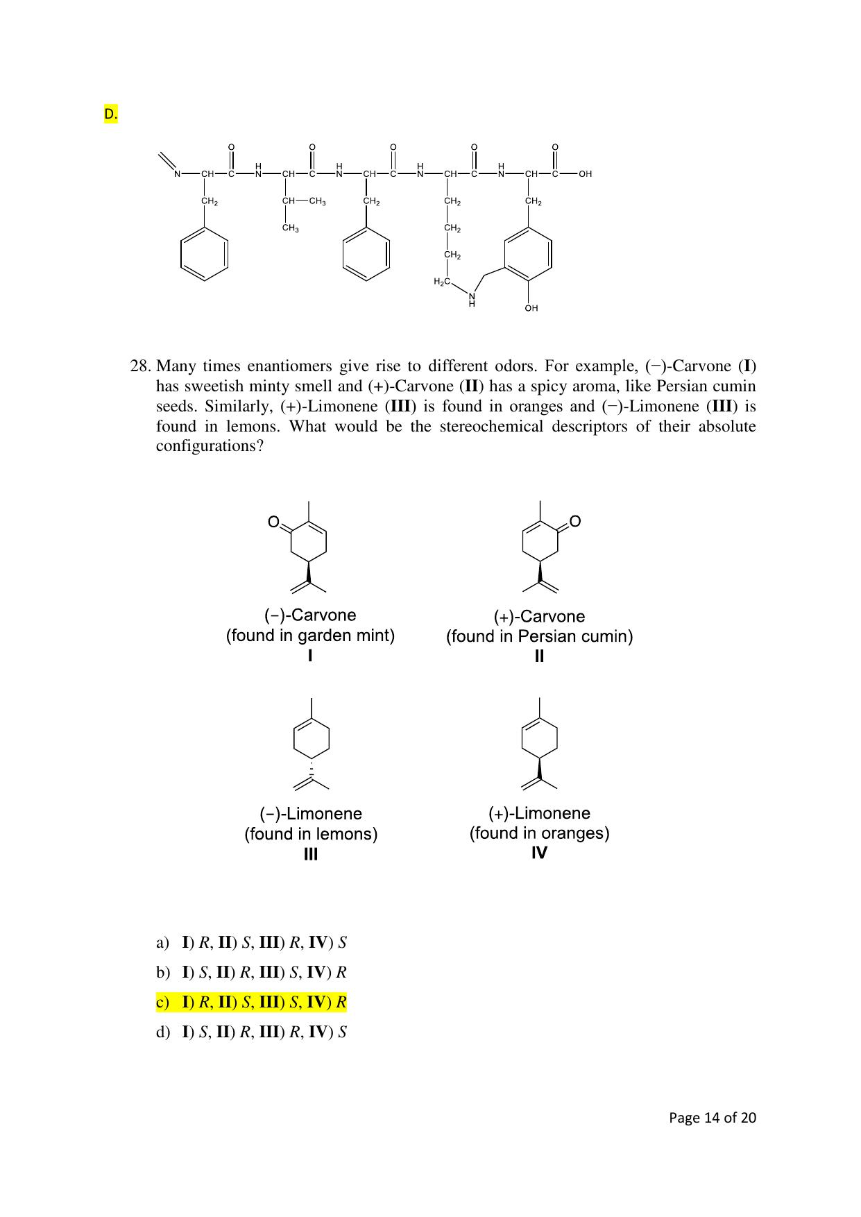 TIFR GS 2019 Chemistry Question Paper - Page 14