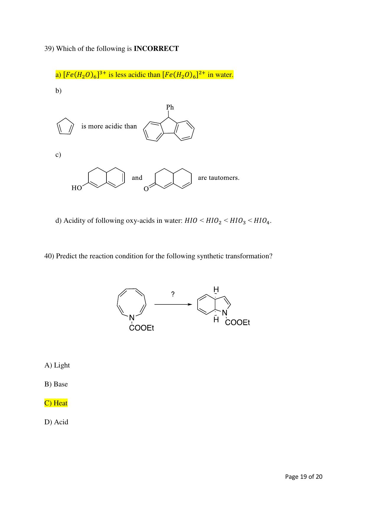 TIFR GS 2019 Chemistry Question Paper - Page 19