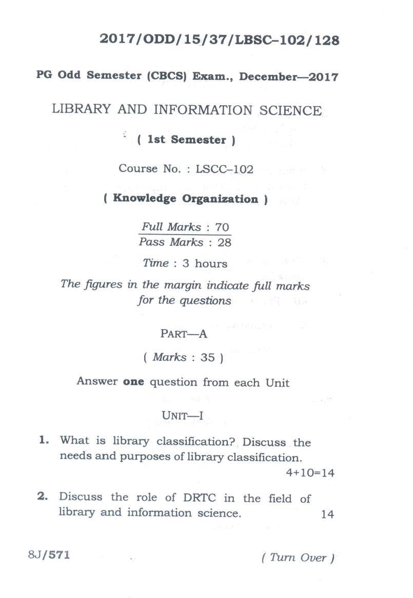 Assam University MLiSc Dec 2013 Question Paper - Page 3