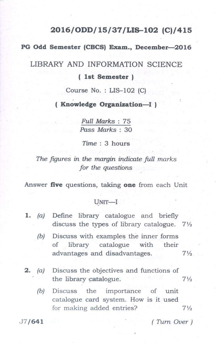 Assam University MLiSc Dec 2013 Question Paper - Page 5