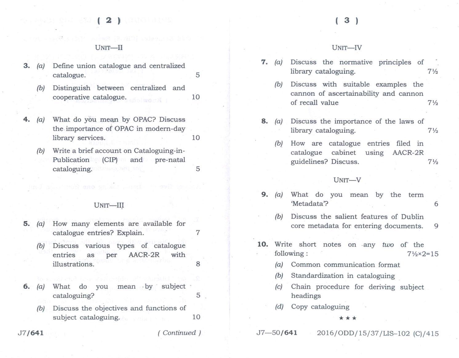 Assam University MLiSc Dec 2013 Question Paper - Page 6