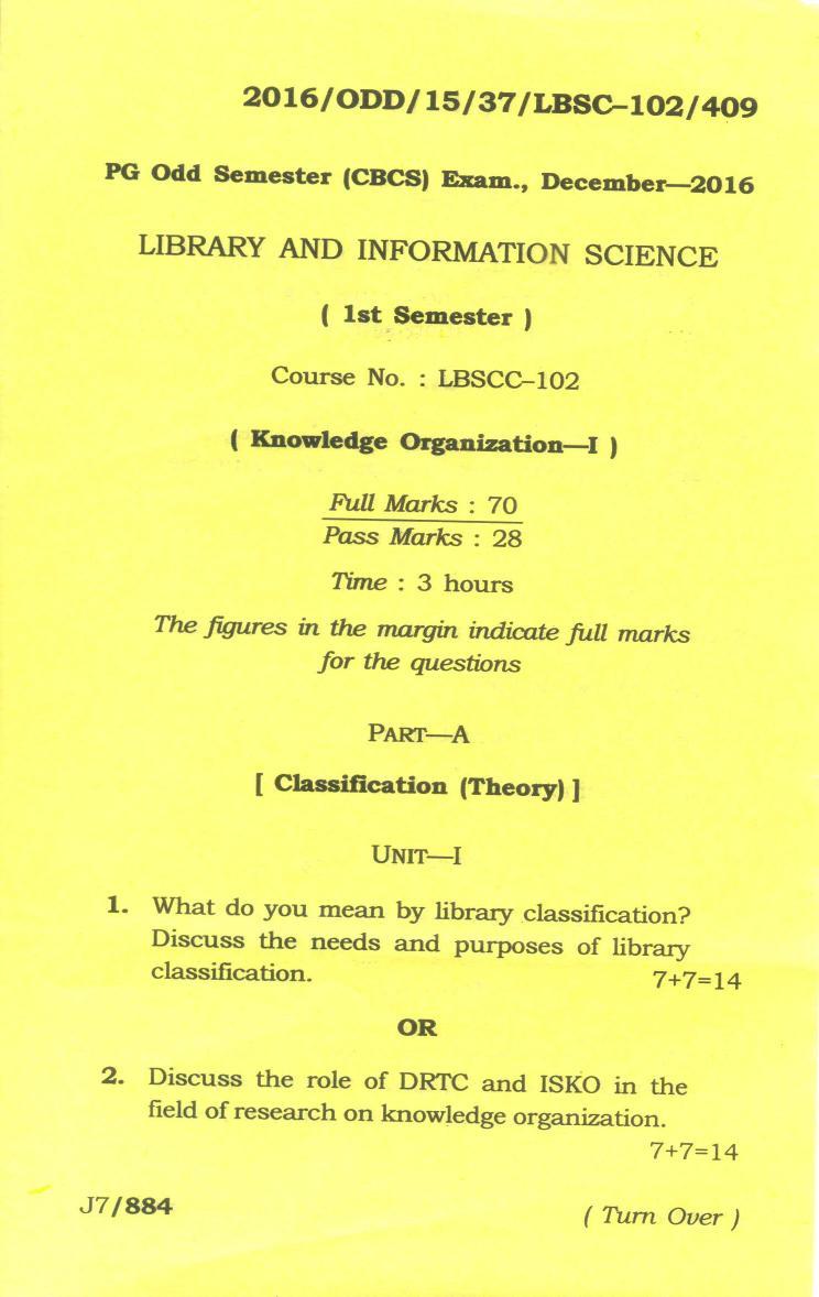 Assam University MLiSc Dec 2013 Question Paper - Page 9