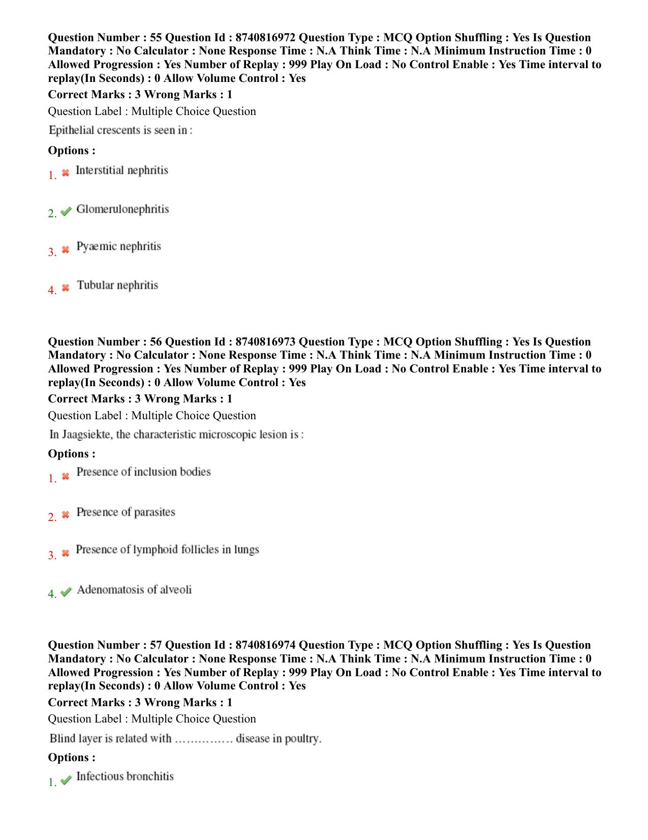 BHU RET Veterinary Pathology 2020 Question Paper - Page 34