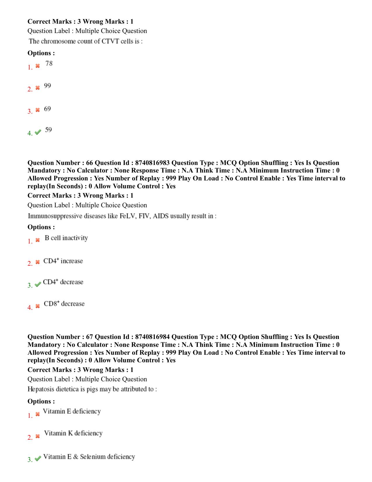 BHU RET Veterinary Pathology 2020 Question Paper - Page 38