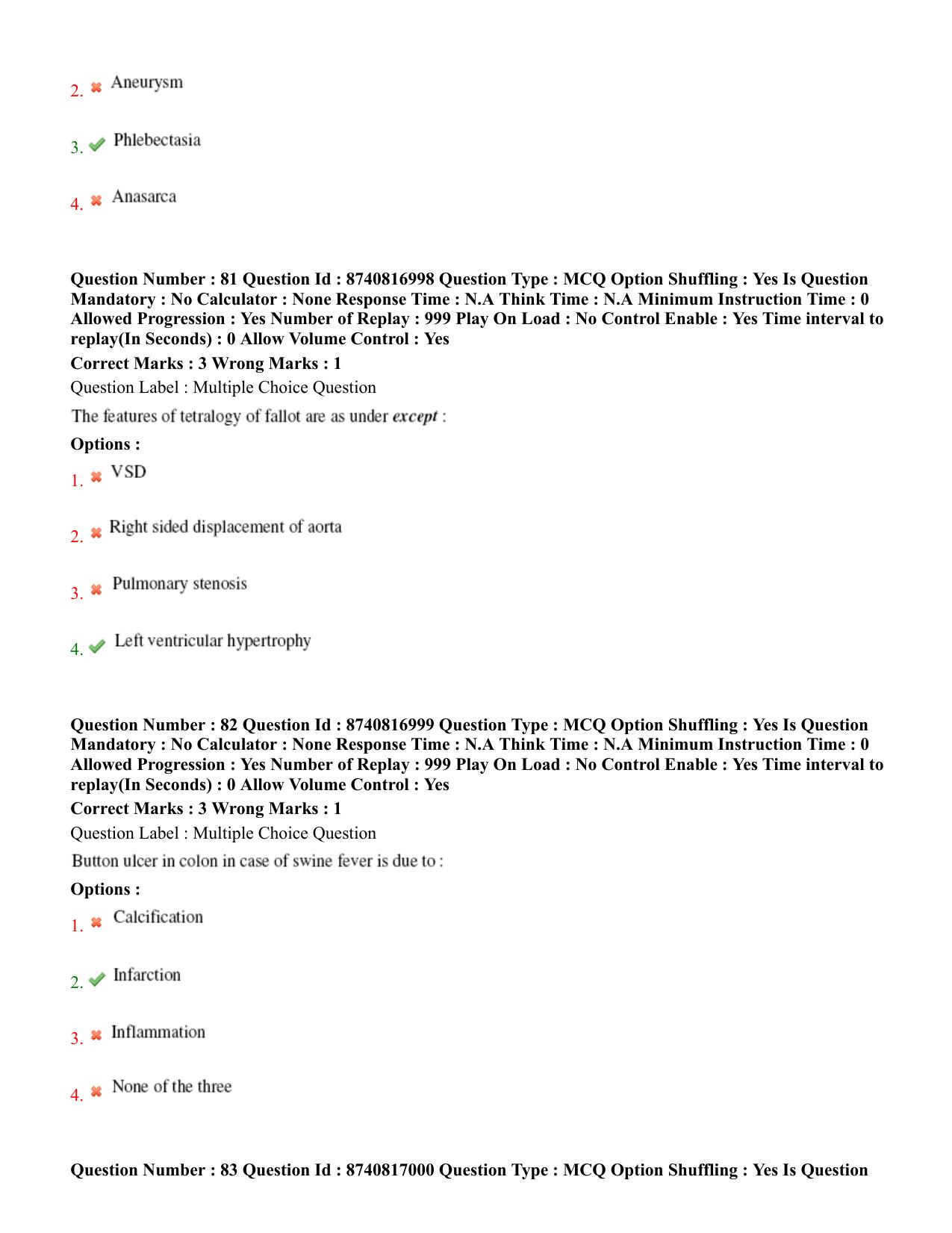 BHU RET Veterinary Pathology 2020 Question Paper - Page 44