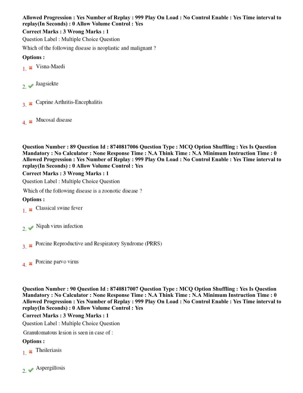 BHU RET Veterinary Pathology 2020 Question Paper - Page 47