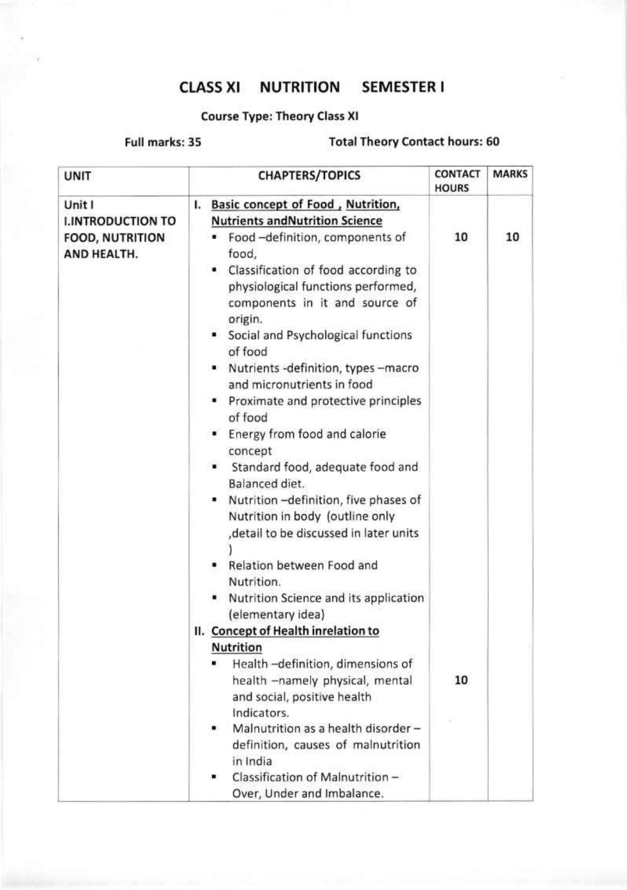 WBCHSE Class 11 & 12 Syllabus for Nutrition (NUTN) (SET III) - Page 3