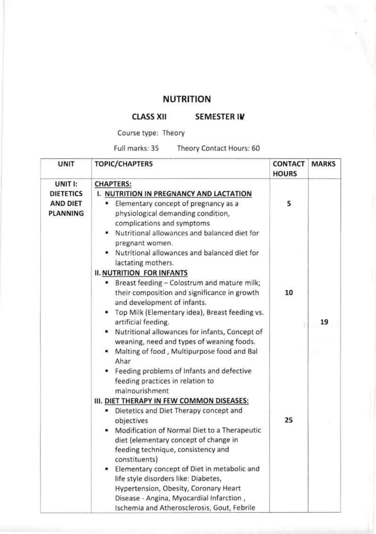 WBCHSE Class 11 & 12 Syllabus for Nutrition (NUTN) (SET III) - Page 16