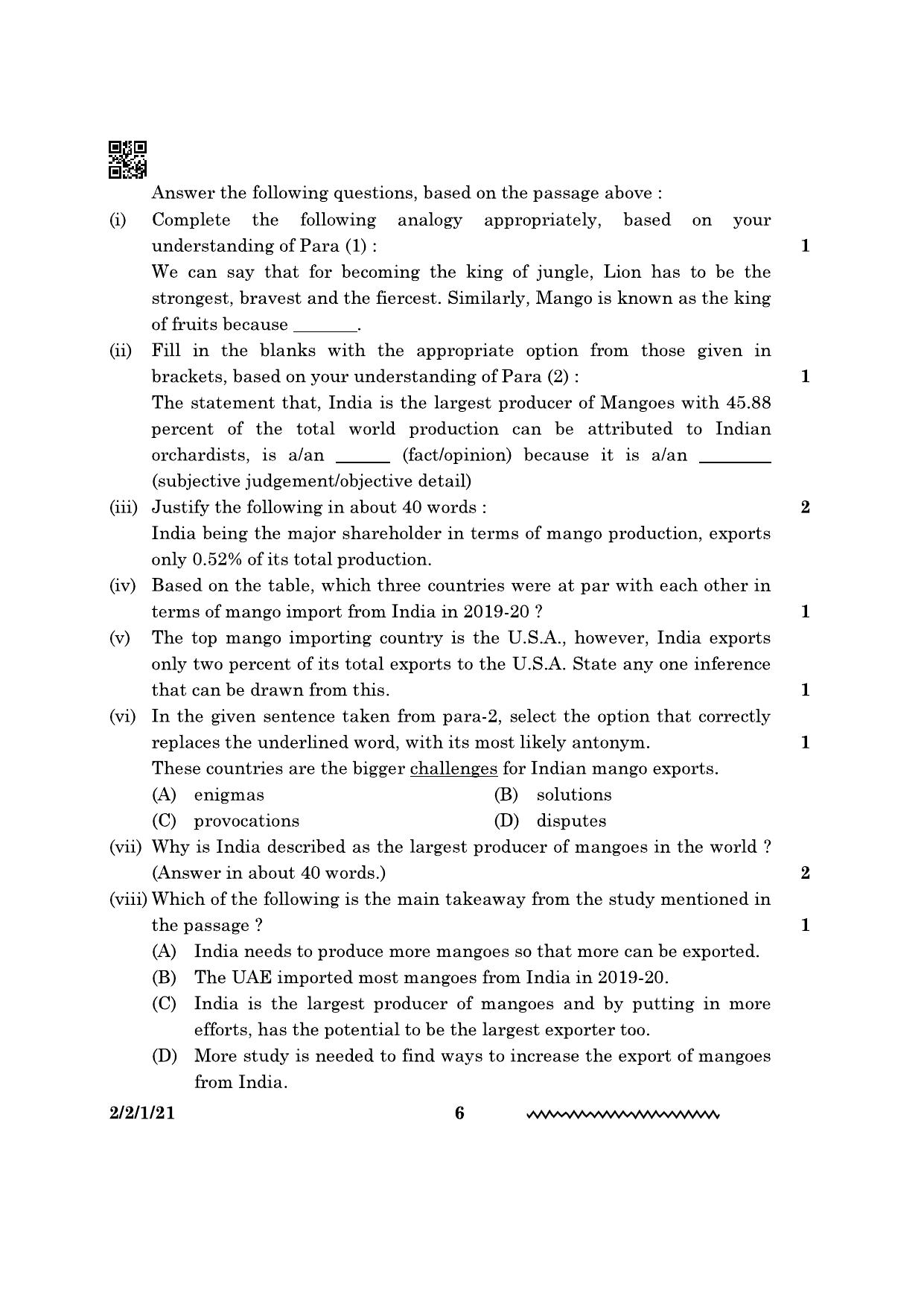 CBSE Class 10 2-2-1 English Literature 2024 Question Paper - Page 6