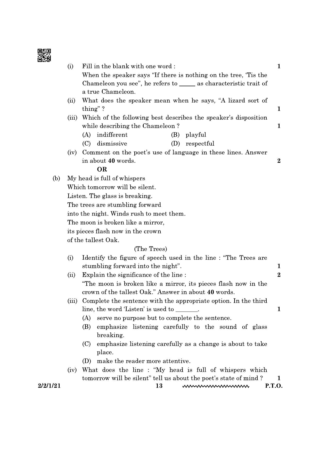 CBSE Class 10 2-2-1 English Literature 2024 Question Paper - Page 13