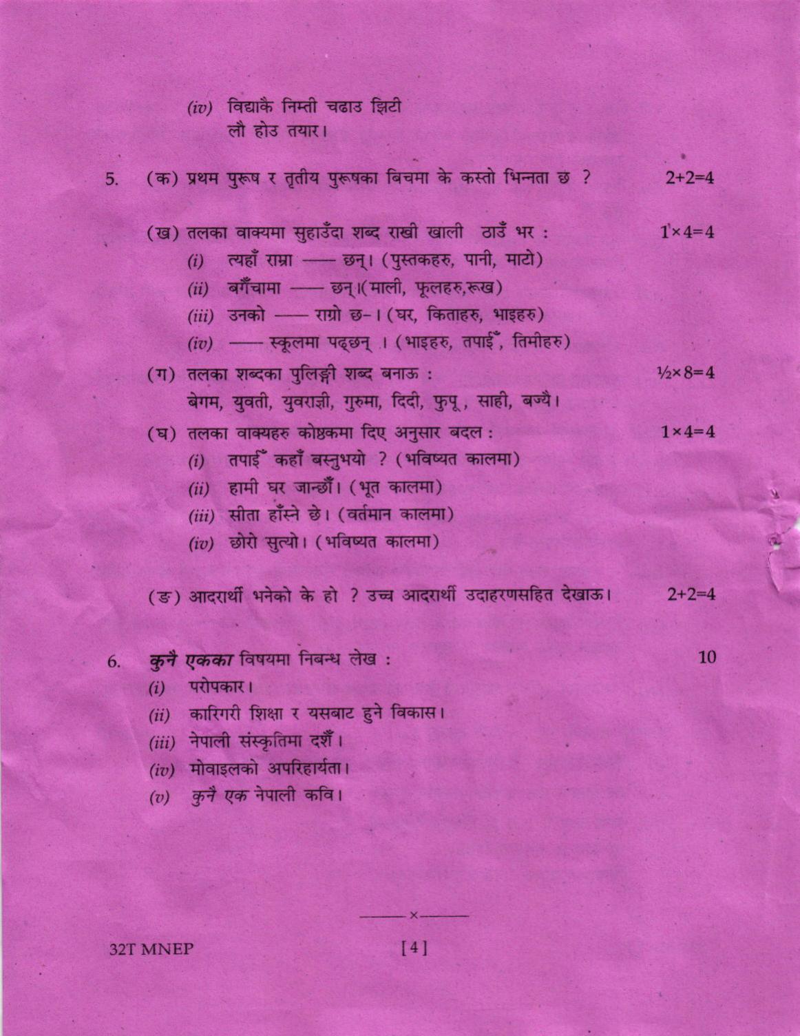 Assam HS 2nd Year Nepali MIL 2022 Question Paper - Page 4