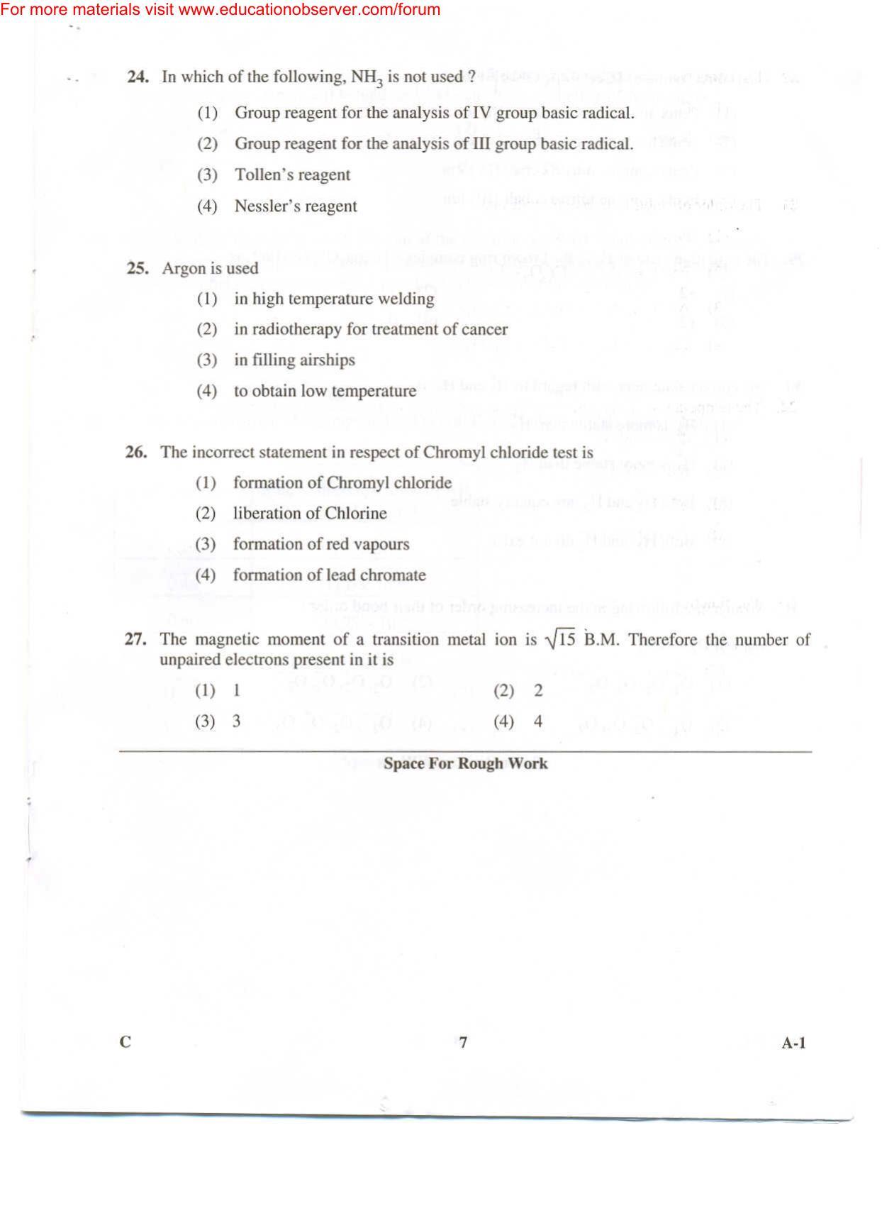 KEAM Paper II 2009 Question Paper - Page 7