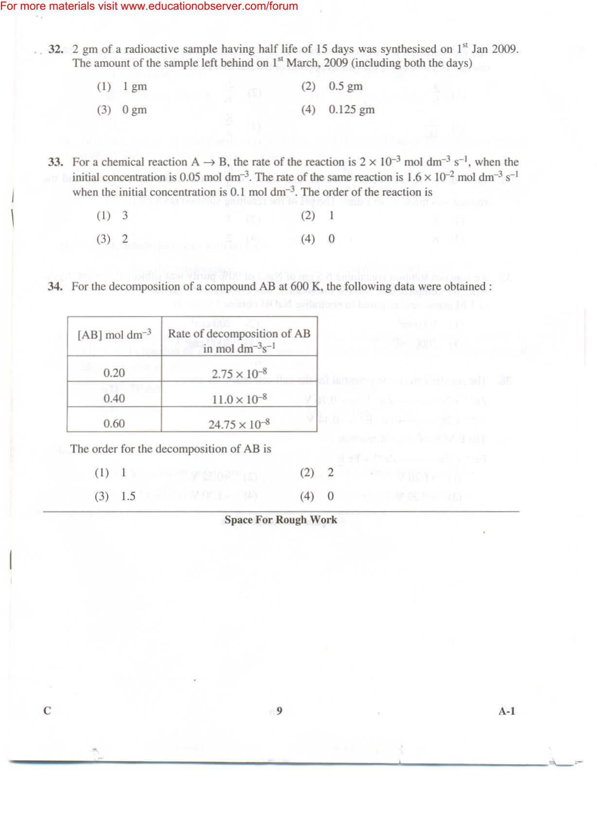 KEAM Paper II 2009 Question Paper - Page 9