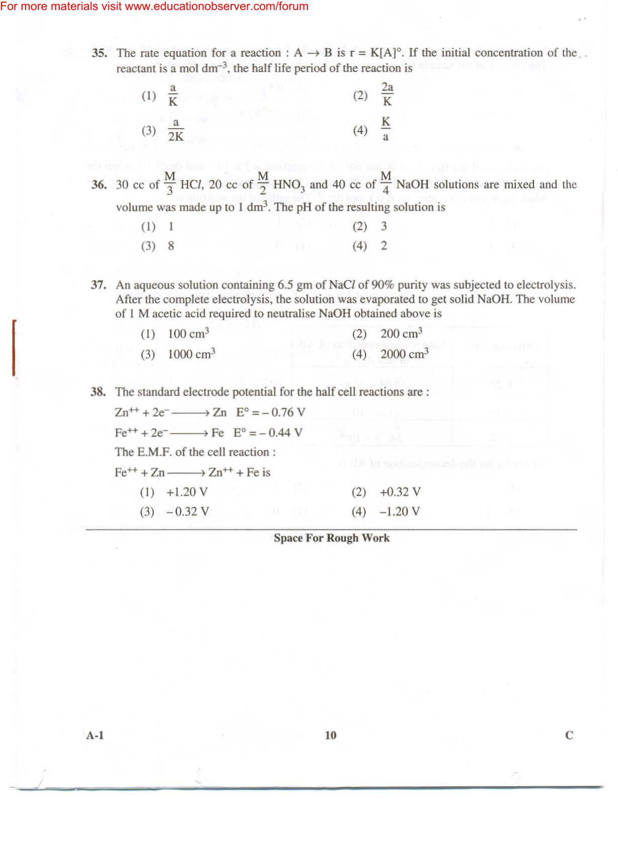 KEAM Paper II 2009 Question Paper - Page 10