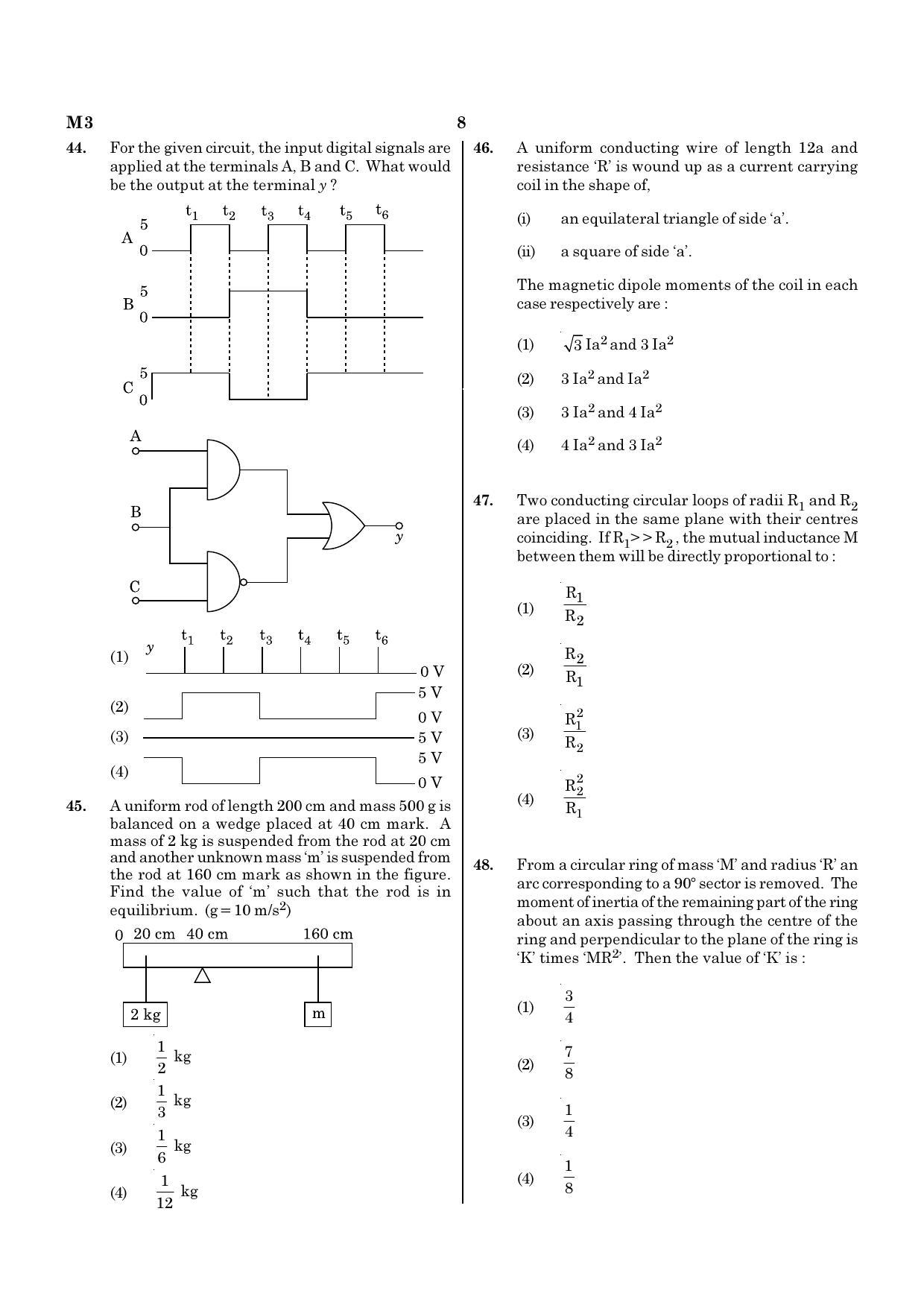 NEET M3 2021 Question Paper - Page 8