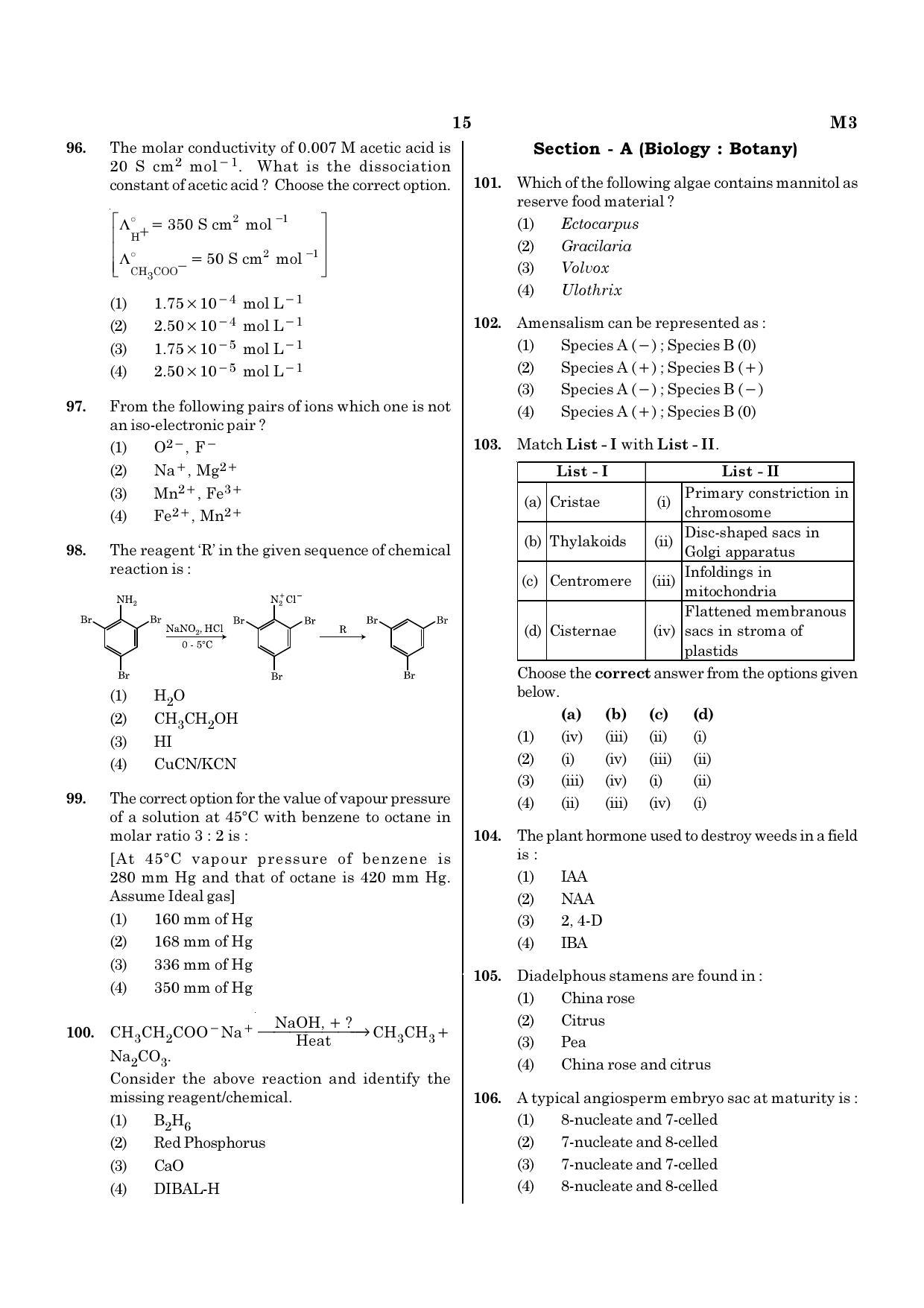 NEET M3 2021 Question Paper - Page 15