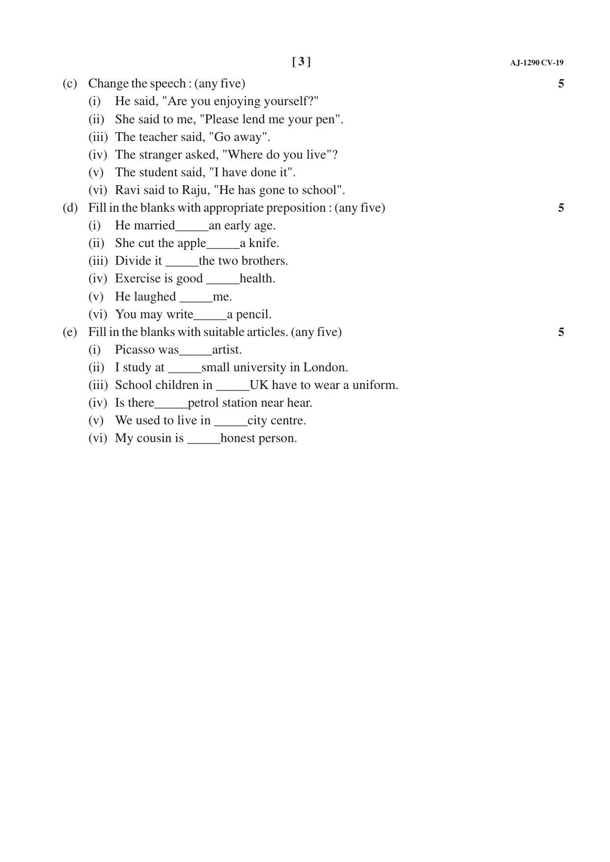 Bilaspur University Question Paper 2021-2022:B.Sc. Home Science Part-III FC:English Language Paper 1 - Page 3