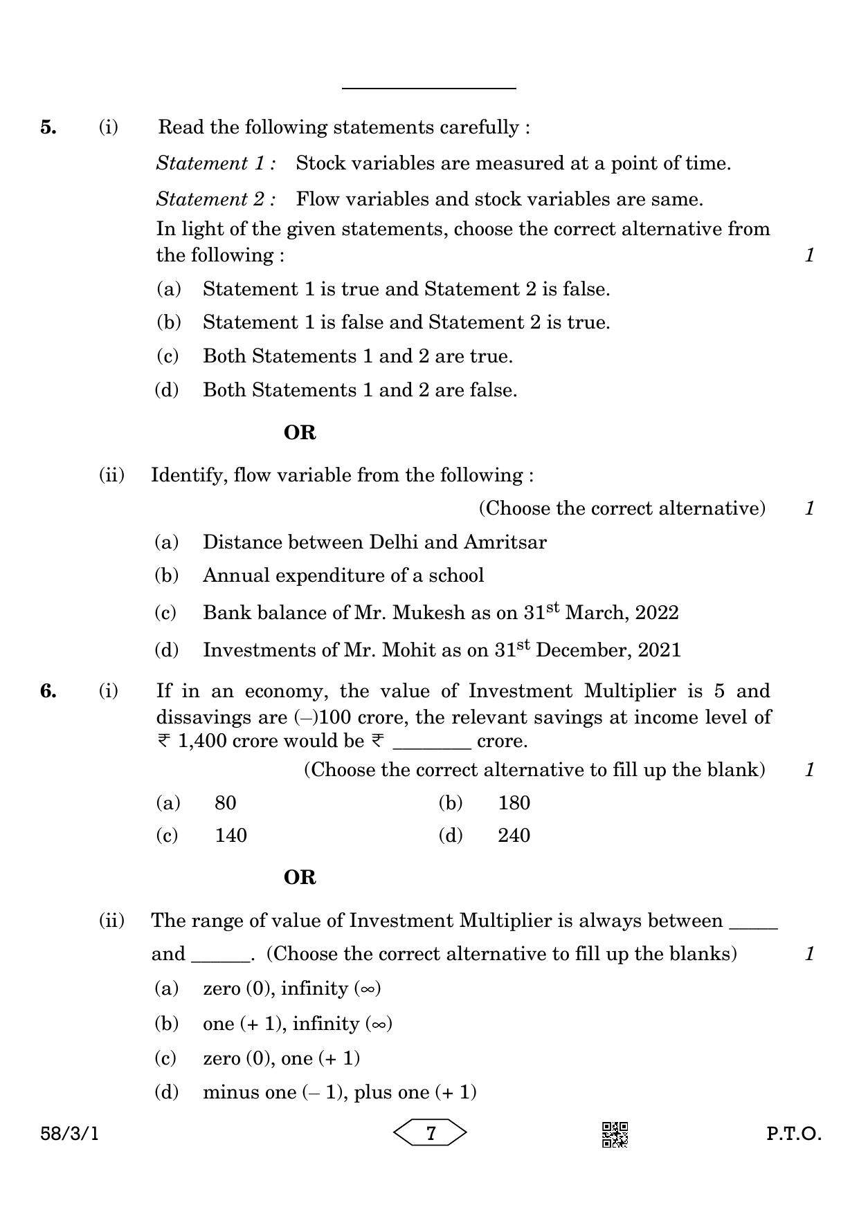 CBSE Class 12 58-3-1 Economics 2023 Question Paper - Page 7