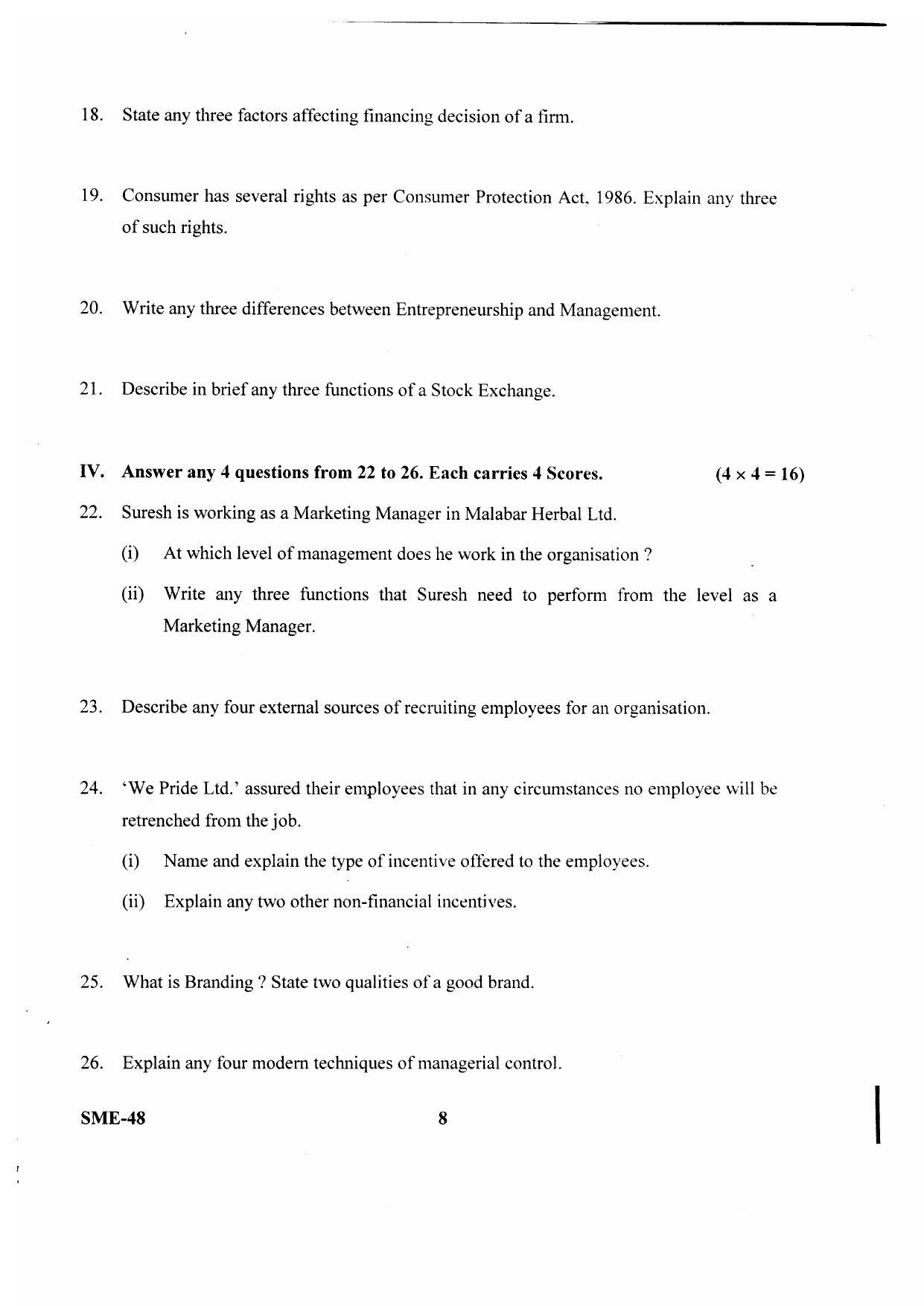 Kerala Plus Two 2020 Business Studies Model Question Paper - Page 5