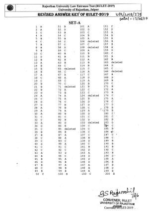 RULET 2019 Answer Key