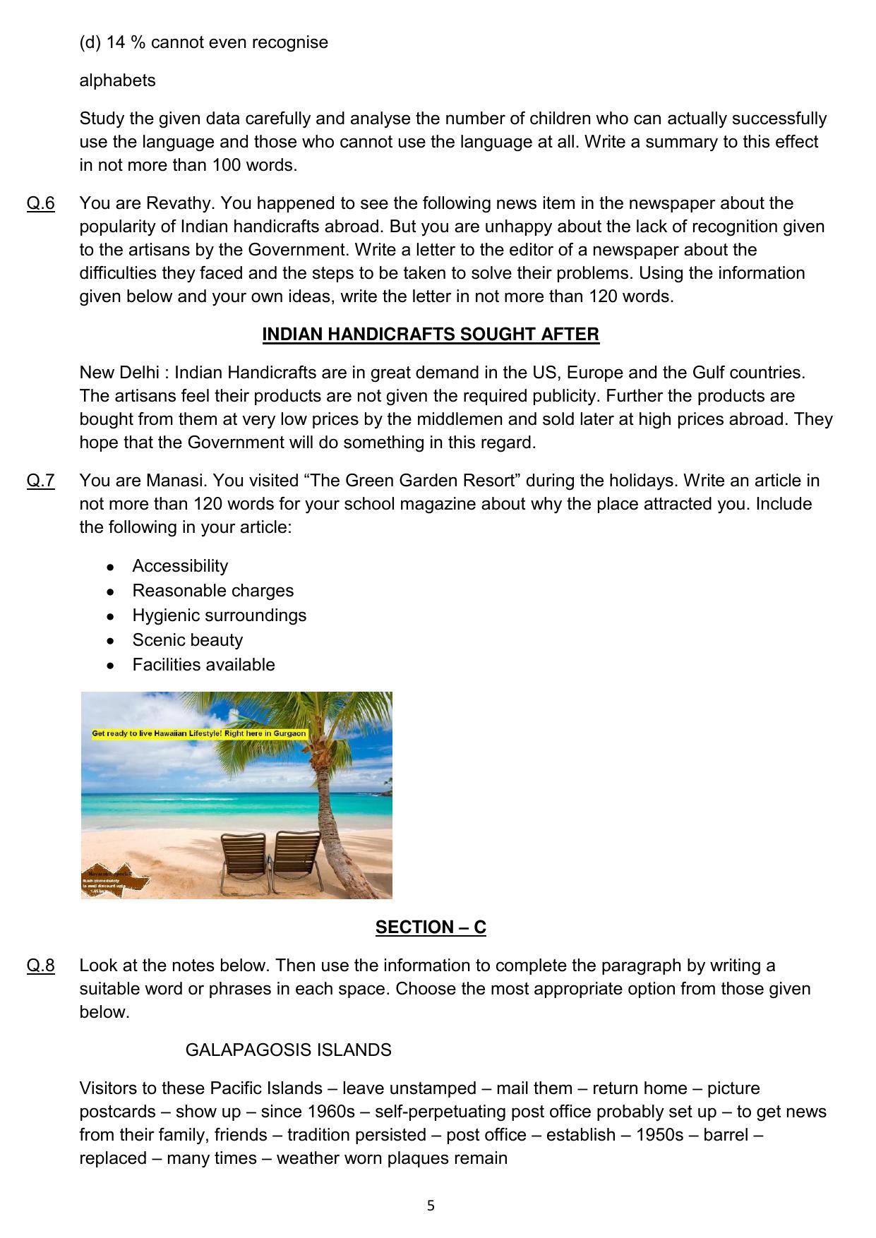 CBSE Worksheets for Class 10 English Assignment 23 - Page 5
