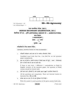 Class 12 2011 Agronomy RBSE Question Paper