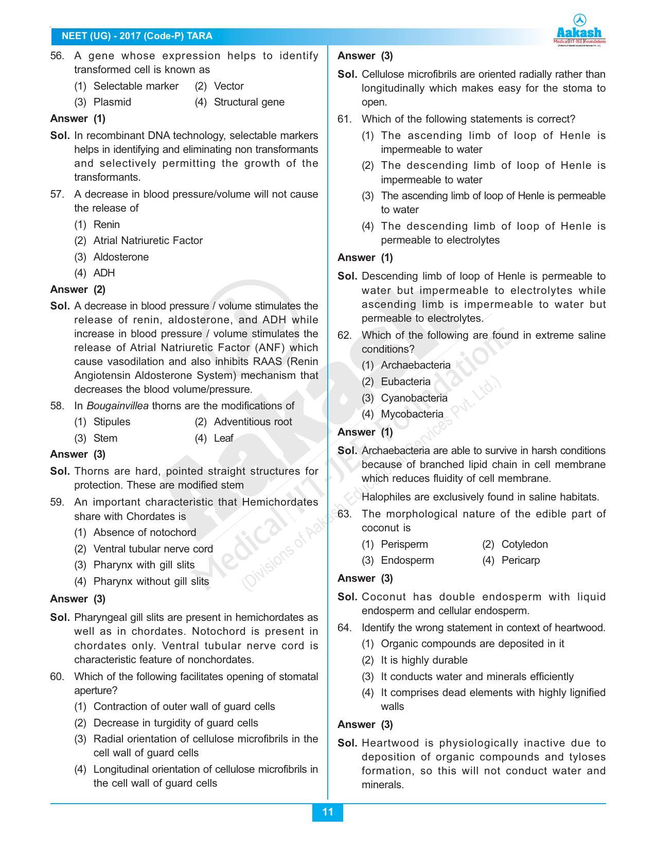 NEET Code P 2017 Answer & Solutions - Page 11
